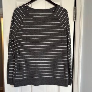 LOFT Gray Striped Top